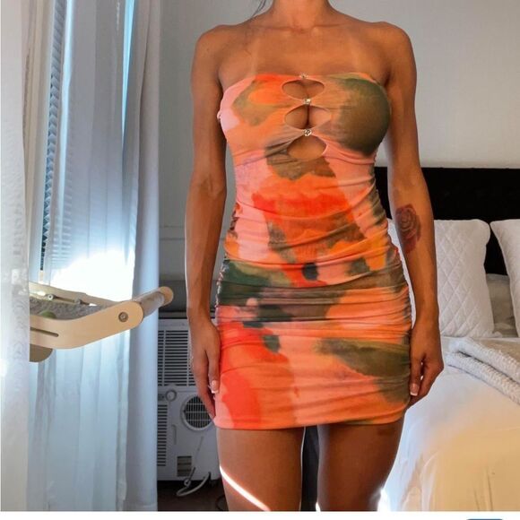 New Verdusa Tie Dye Bodycon Dress Sz XS - Picture 1 of 7